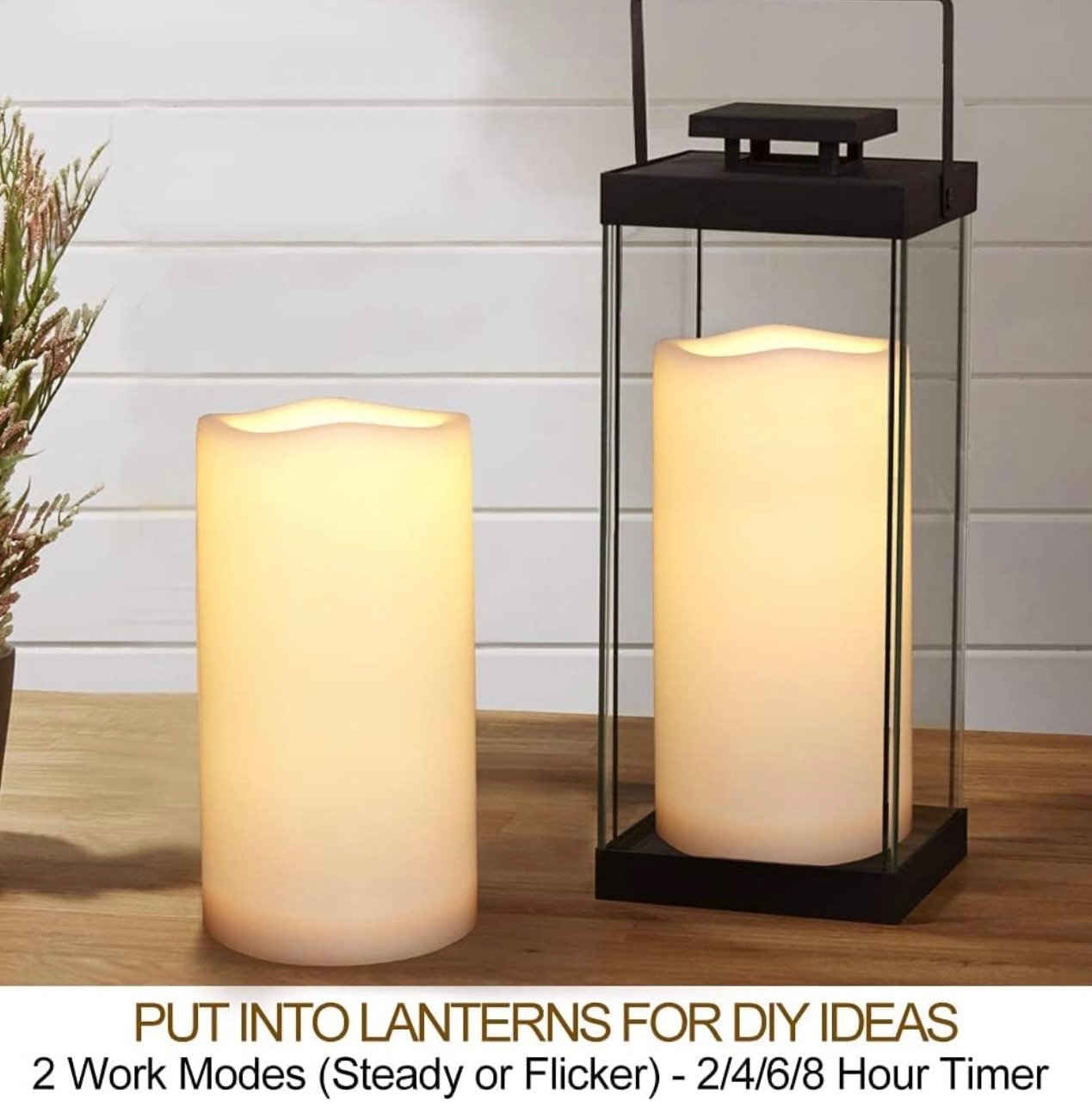 Large LED Warm Pillar Candle $6
