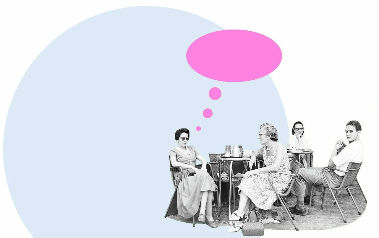 Illustration of a group of people around of a table