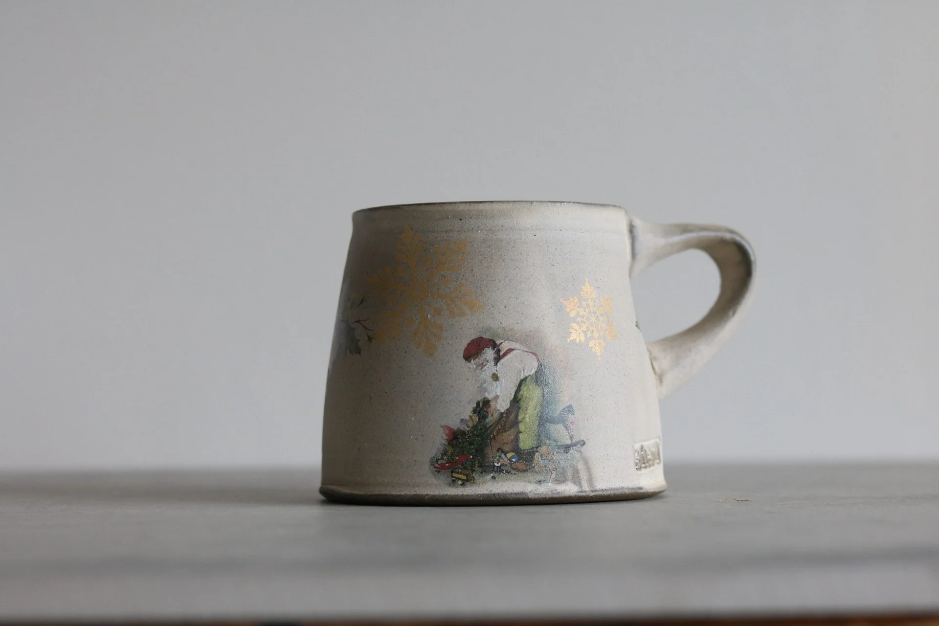Holiday Mug - Santa + Toys  (squatty)