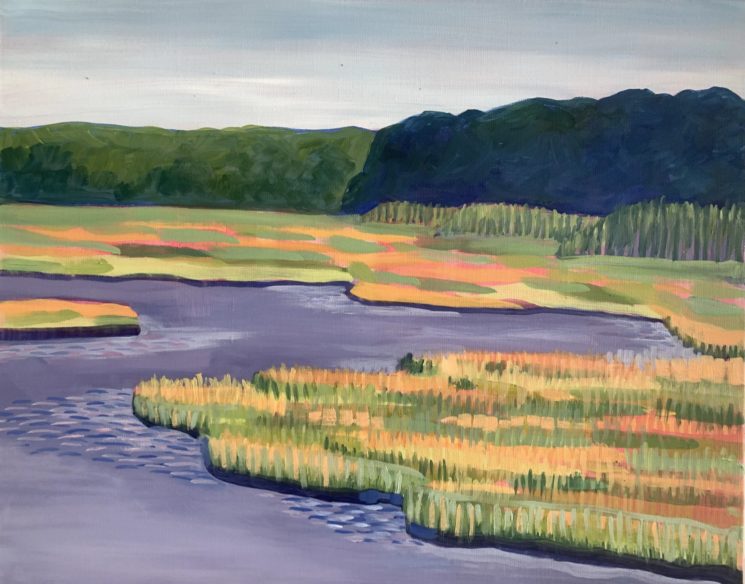 Old Black Point Marsh, view from the pavilion
oil on linen
16" x 20"