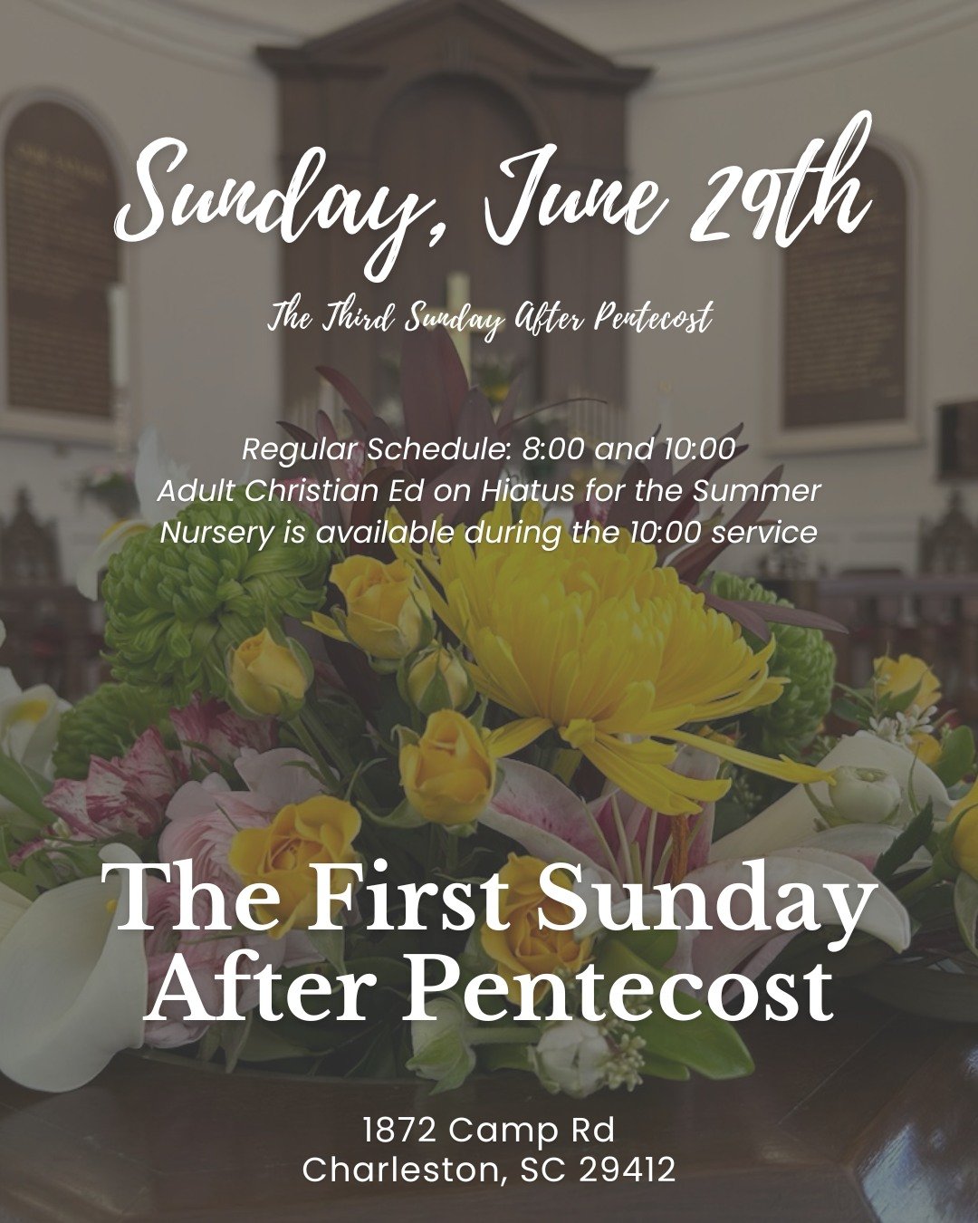Join us this Sunday for worship and fellowship! 

Whether you're starting your spiritual journey or deepening your faith, ALL are welcome at Saint James. Come as you are - our doors and hearts are open to everyone.

📍 1872 Camp Road, Charleston, SC 