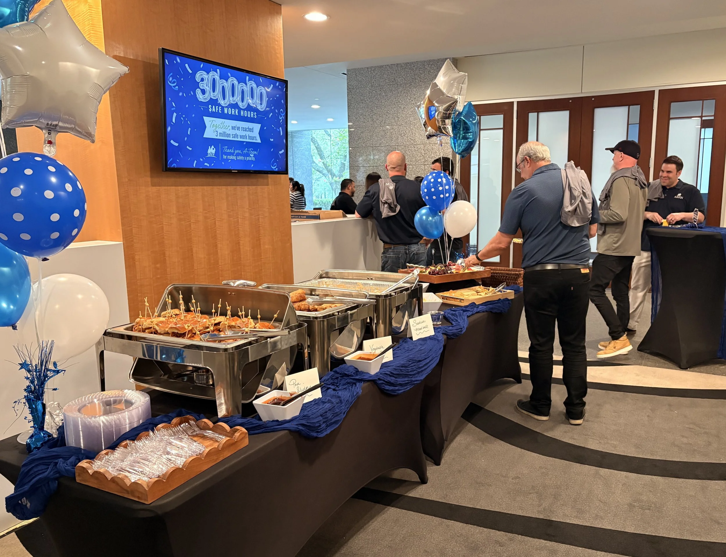 Refreshments and a 3 million safe work hours display at Arion’s employee celebration.