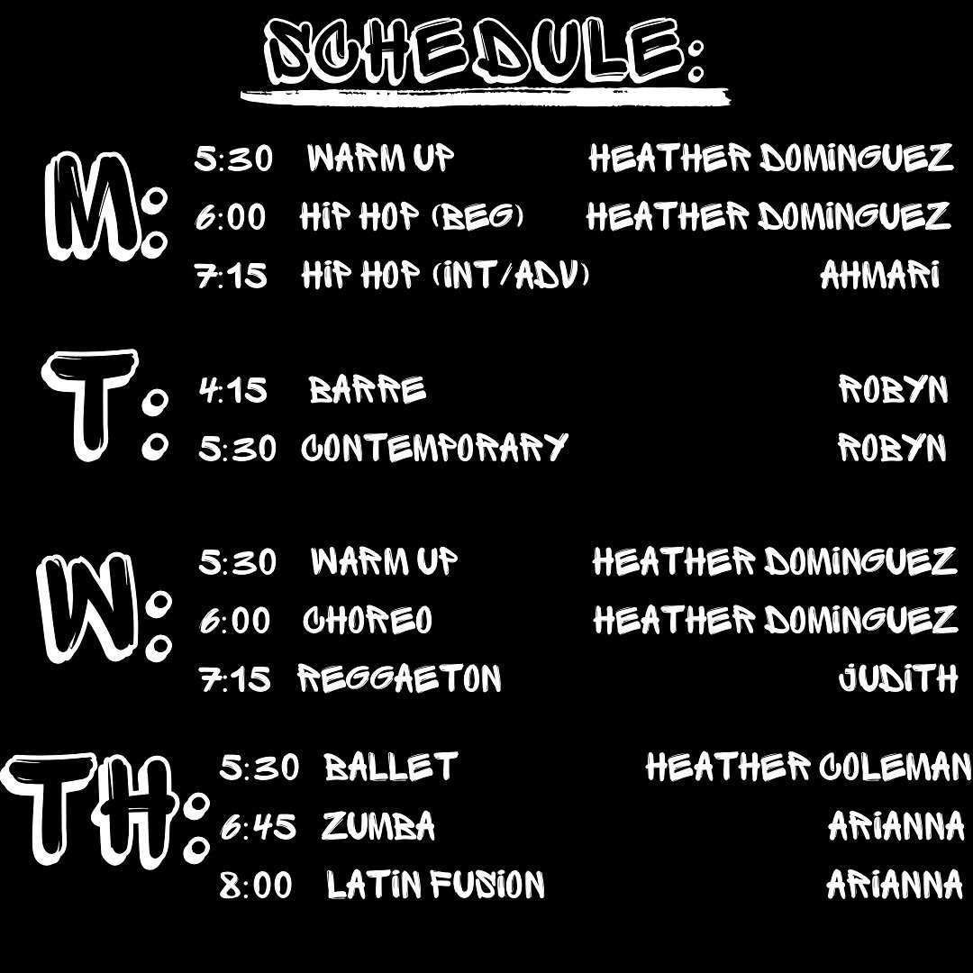 THIS WEEK&rsquo;S LINEUP!

 REGISTER ON THE MINDBODY APP! 

DROP IN $15 || CLASS PACKS AVAILABLE 

#mvmnttahoe #dance #tahoe #hiphop #barre #ballet #zumba #contemporary #reggaeton #latinfusion
