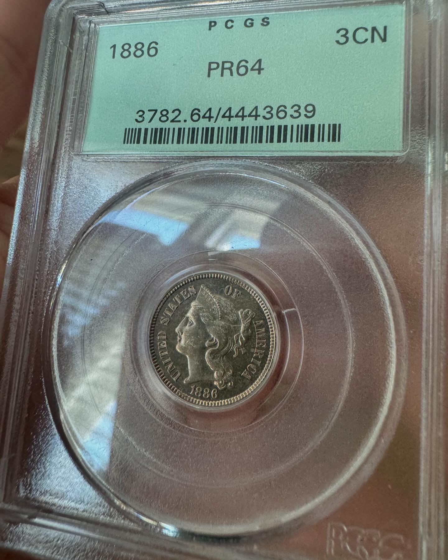 Don&rsquo;t see these often! A proof 3 cent piece, beautiful example 

#CWCoins #ThreeCentNickel #Numismatics #PCGS #Coins #Clad #Proof #ProofCoins #ThreeCent