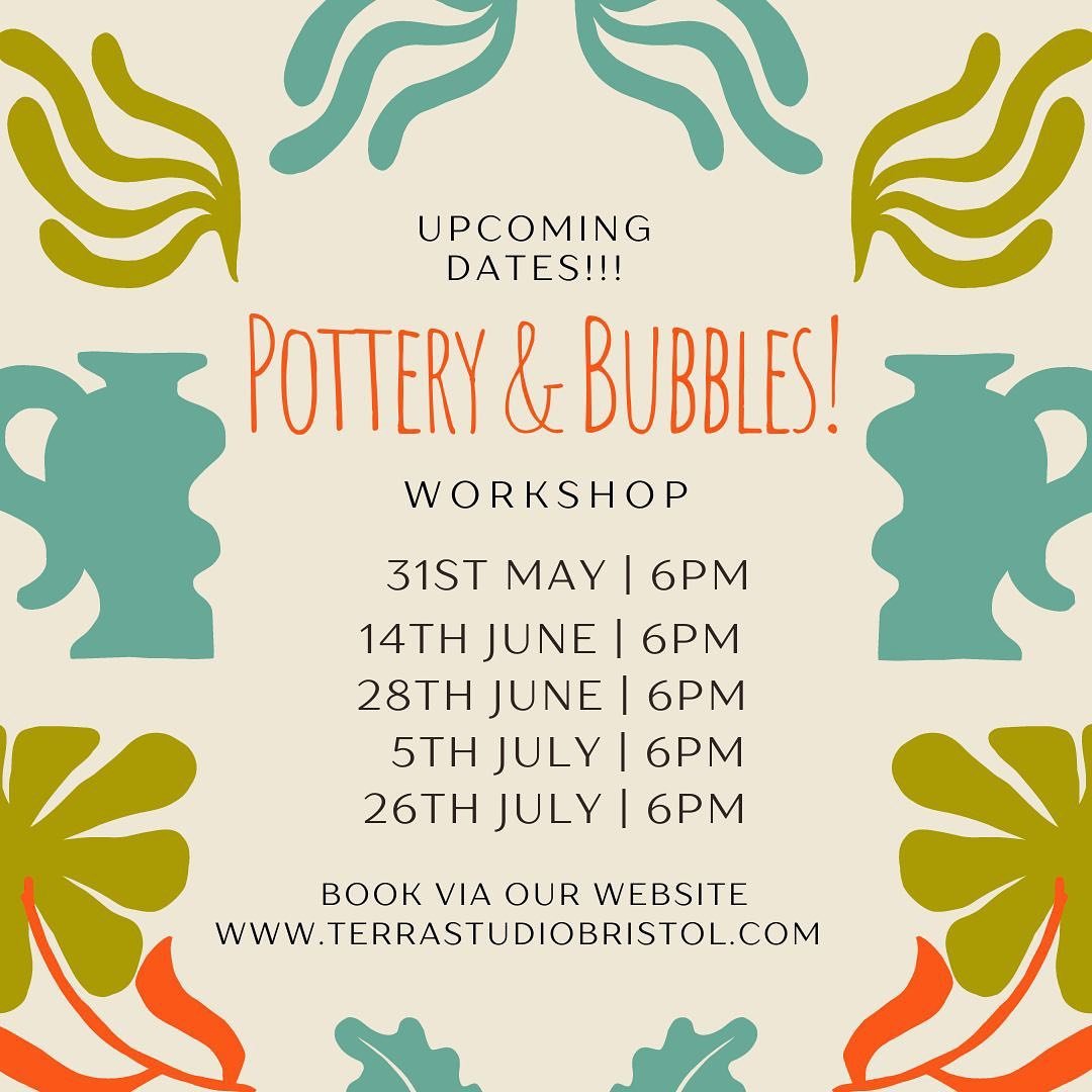 New dates for our BYOB class. Bring your tipple of choice and join us for some clay time! 🍾🥂🍻(classes are from 6-8pm)