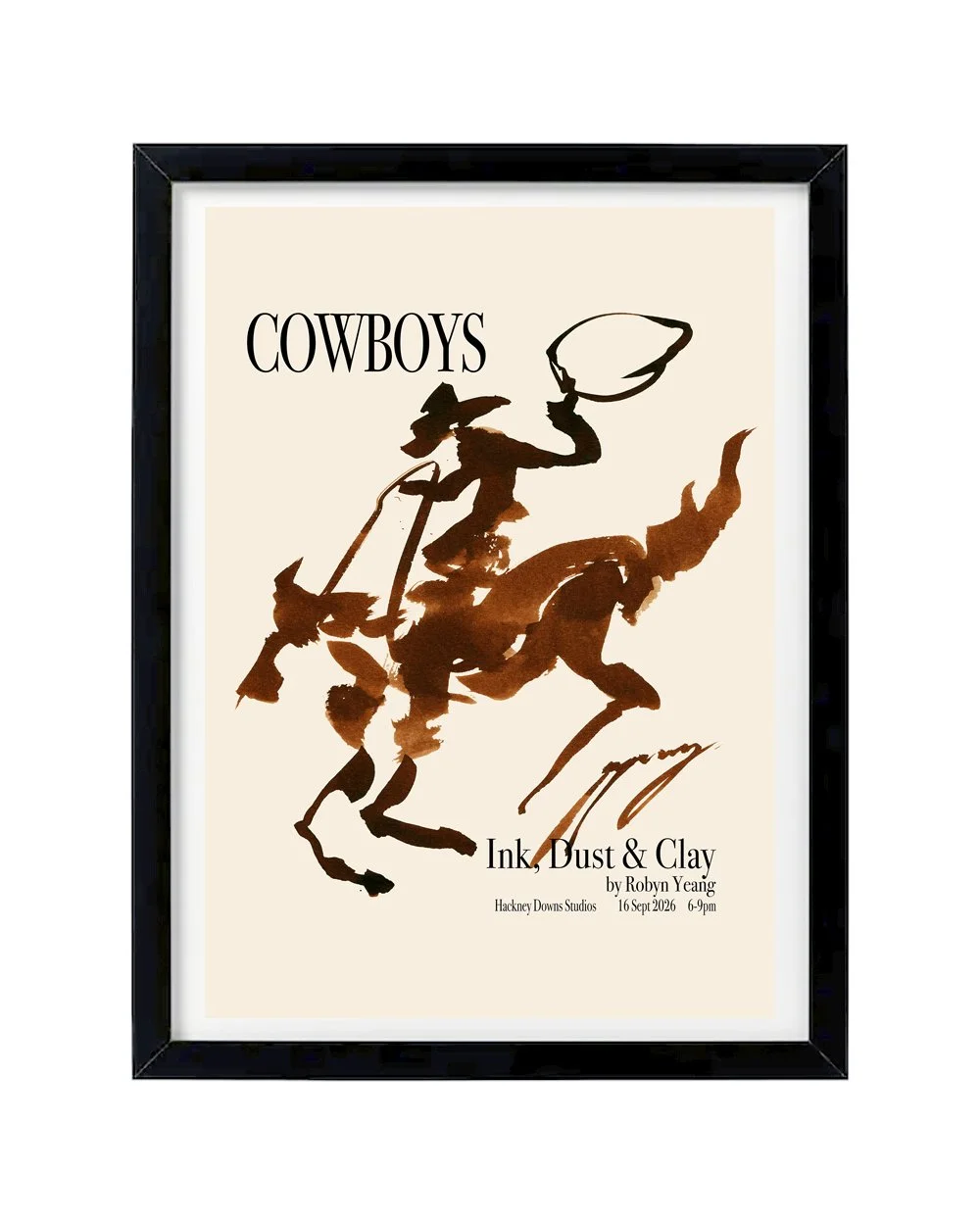 cowboy ink painting cowboys art prints paintings western artist brown rustic Picasso style by Robyn yeang curious common