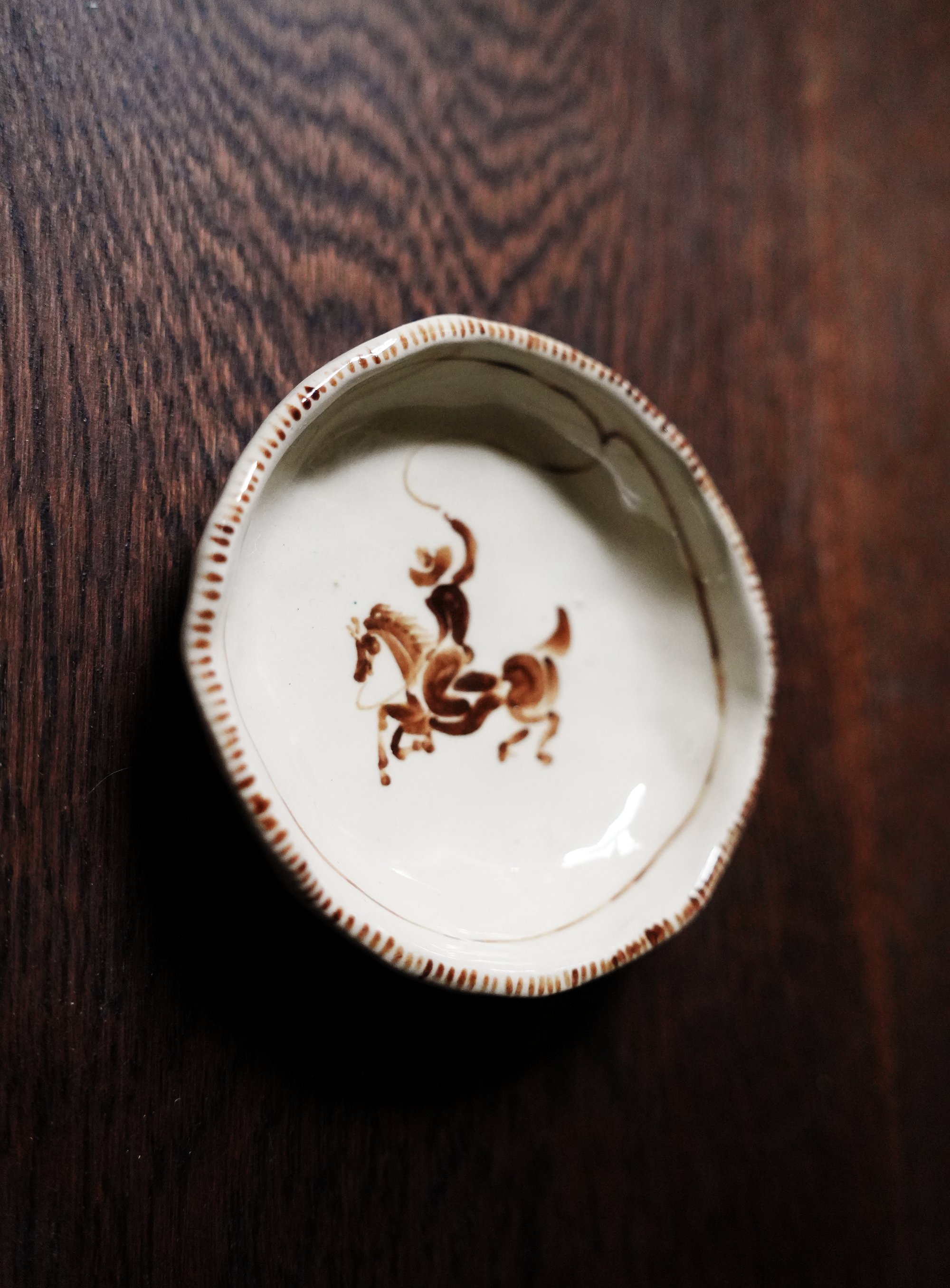 Rodeo Cowboy Horse Handpainted ceramic ring dish by curiouscommon western west pottery handmade