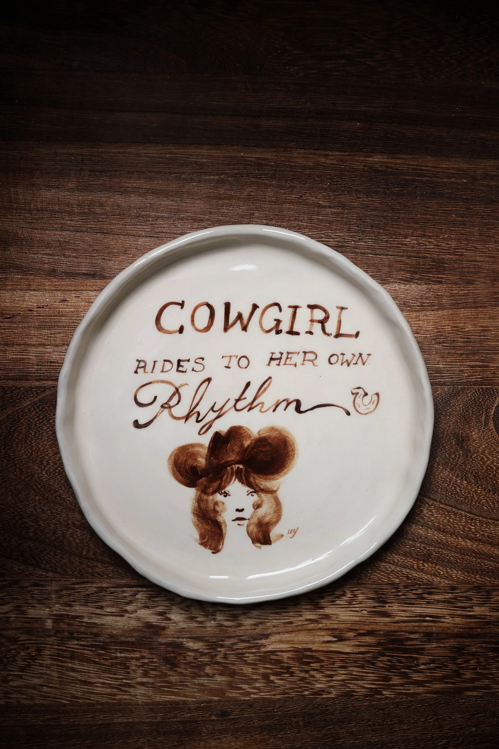 Cowgirl Rides to Her Own Rhythm Plate by Robyn Yeang curiouscommon.jpg