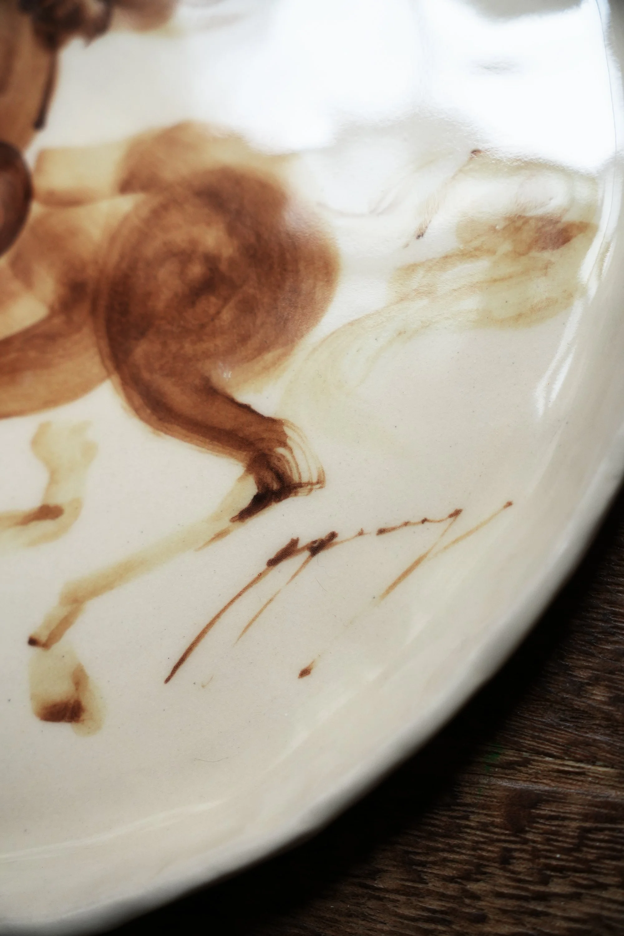 The Frontier Cowboy Plate by Robyn Yeang Handpainted Rustic Western Tableware Ceramics western artist