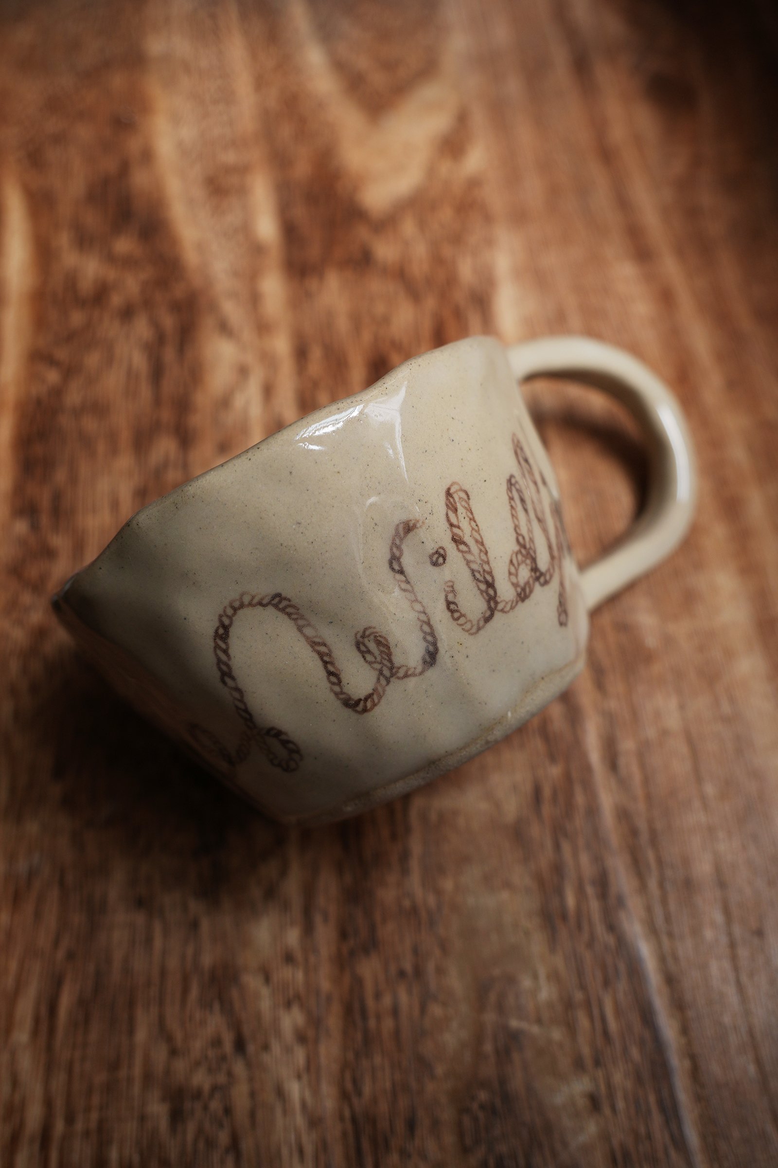 Love Like Wildfire Cowboy Crockery Teacup by Robyn Yeang Handmade Western Ceramics Rope Font Handpainted Tableware Curious Common