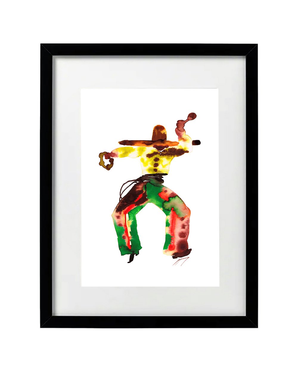 Watermelon Cowboy whimsical vibrant colourful art prints cowboys vaquero painting
