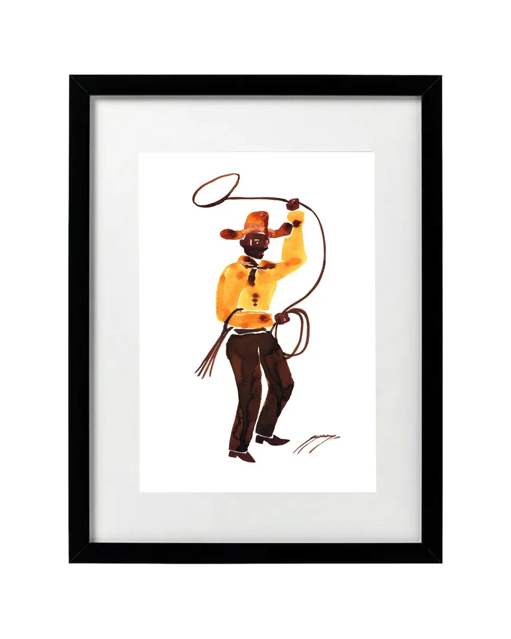 Charro Cowboy Lasso Art by Robyn Yeang whimsical playful colourful art prints paintings painting western artprints