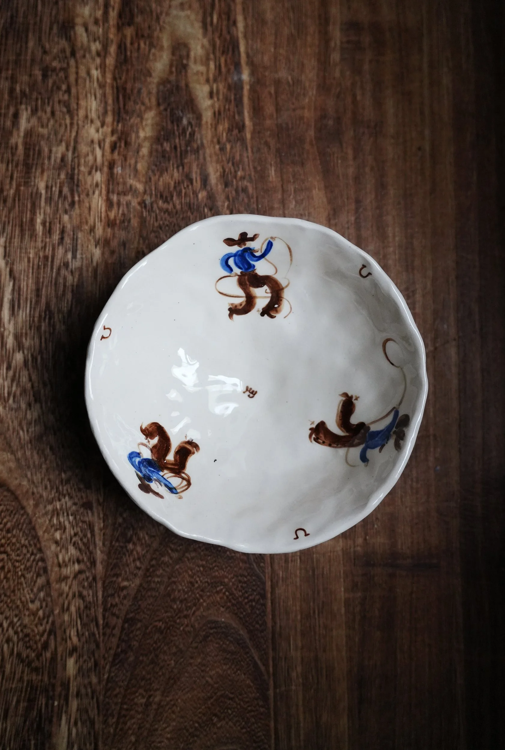GWBH Cowboys Lasso White Painted Bowl by curious common.jpg