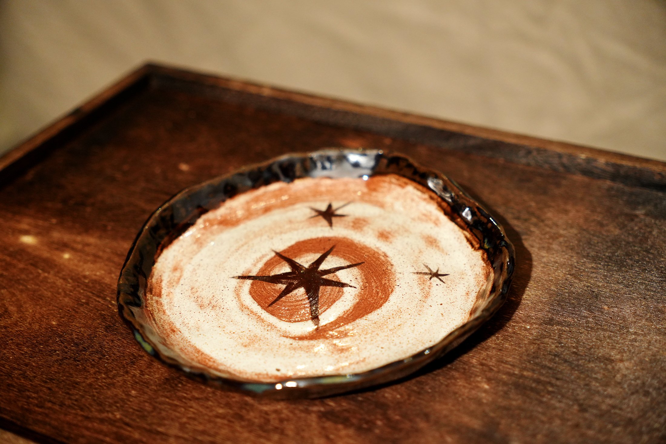 starry stars cinnamon swirl ceramic handmade handpainted dinner plates unique craft artisan gifts