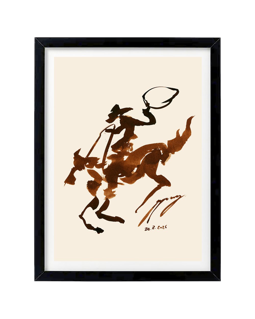 cowboy ink painting cowboys art prints paintings western artist brown rustic Picasso style by Robyn yeang curious common