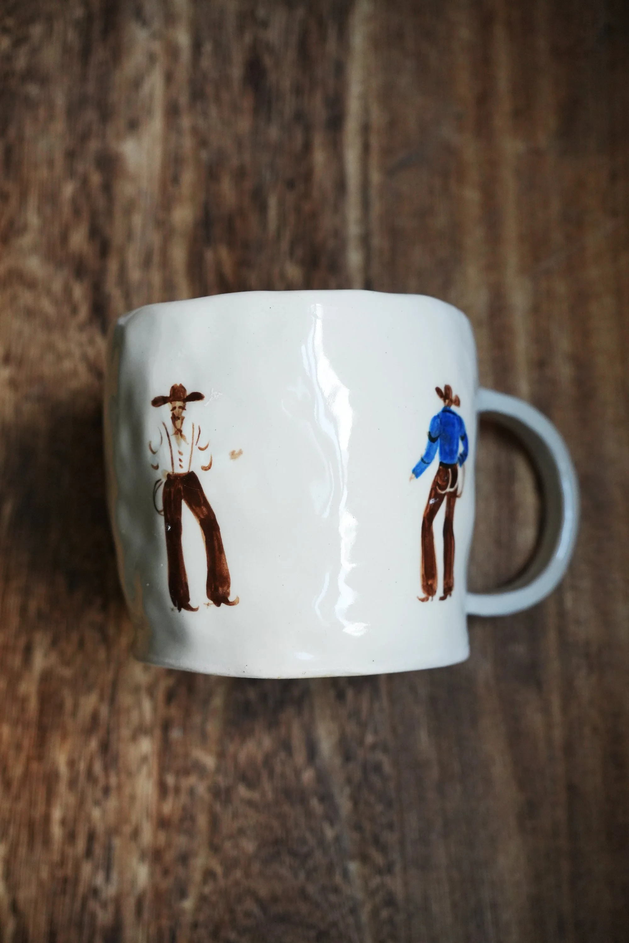 Cracked Handle Demure Cowboy Mug