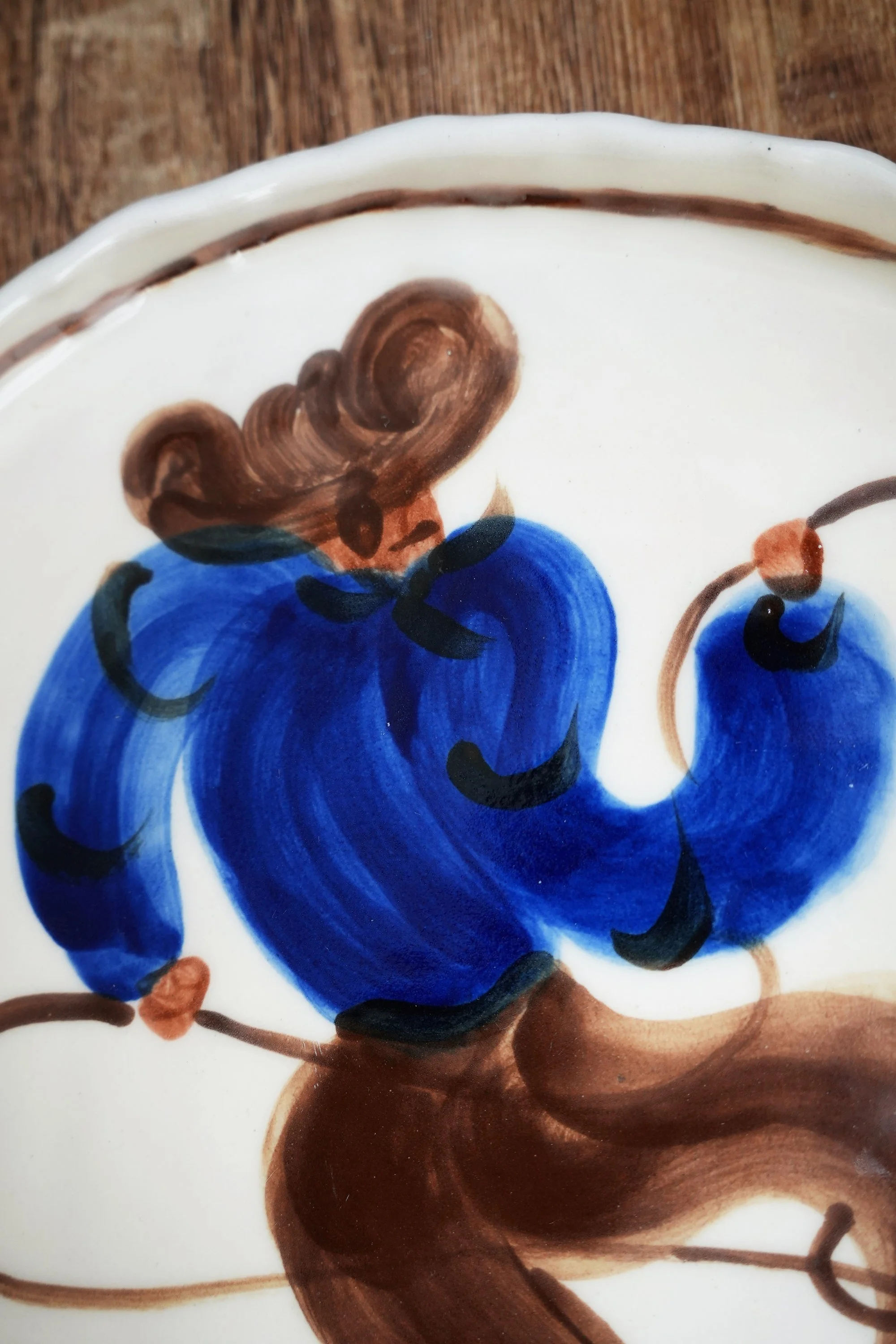 Handpainted Blue Whimsical Cowboy Plate by Curiouscommon.jpg