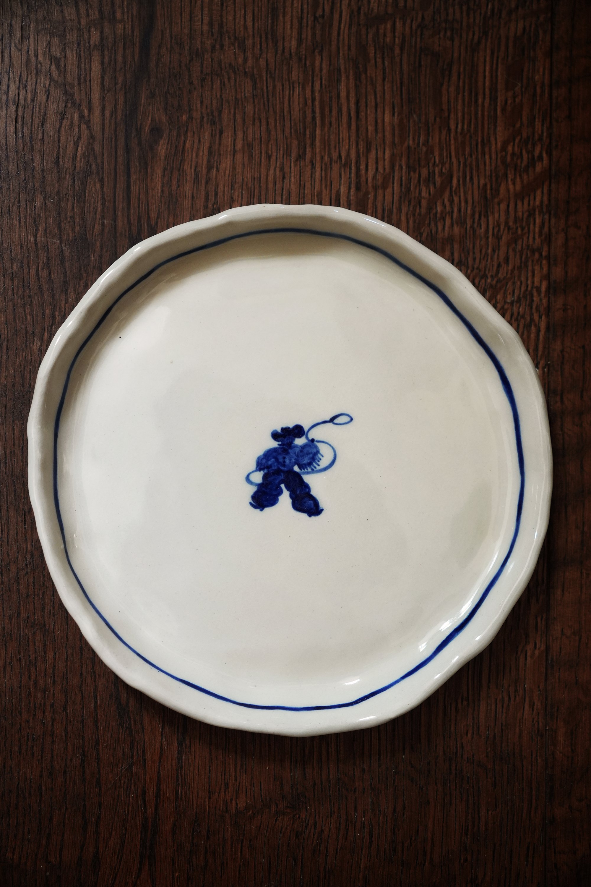 Blue Cowboy China Handpainted Ceramics lasso Plate curious common.jpg