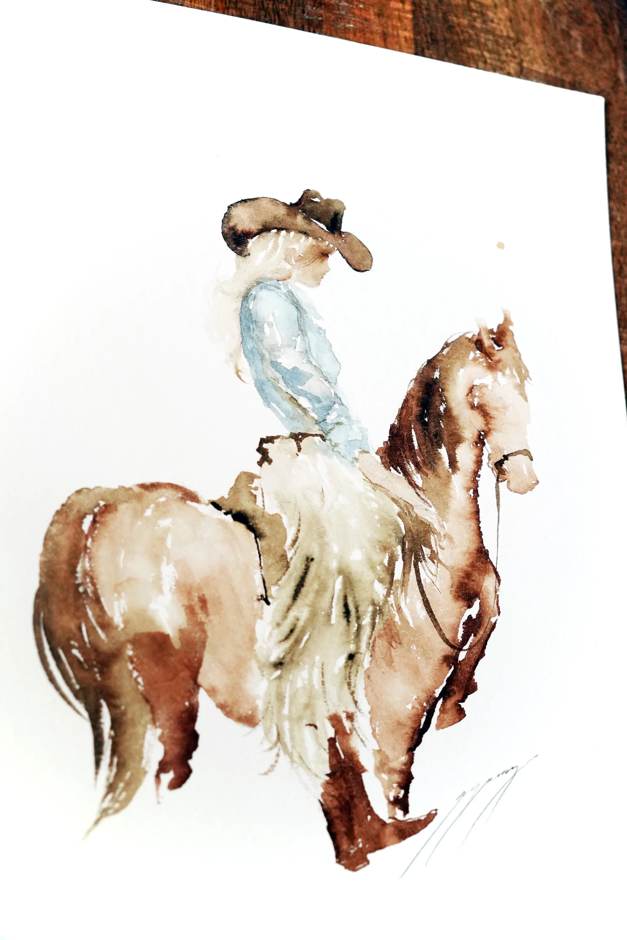 Blue Cowgirl Horse Chaps painting by Robyn Yeang.jpg