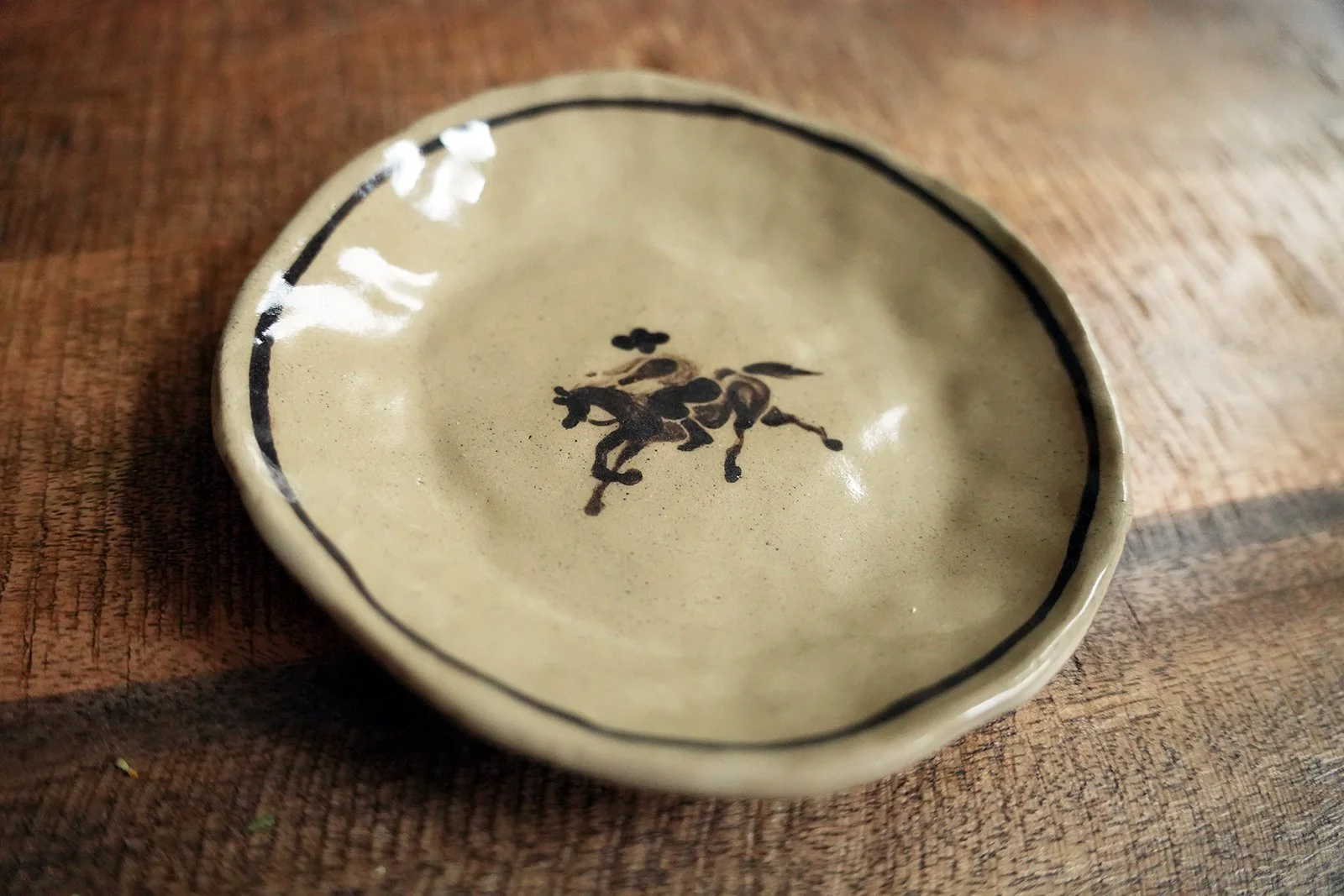 Ohio Cowboy handpainted ceramic plate.JPG