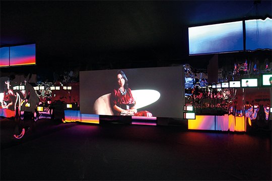 Cheng Ran, Always I Trust, 2014, HD video, light boxes, installation