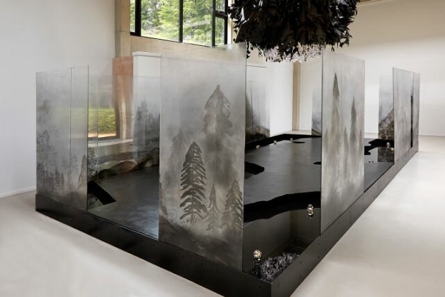 Jennifer Wen Ma, Molar, 2016, Glass, Tyvek, Plexiglass, Chinese ink