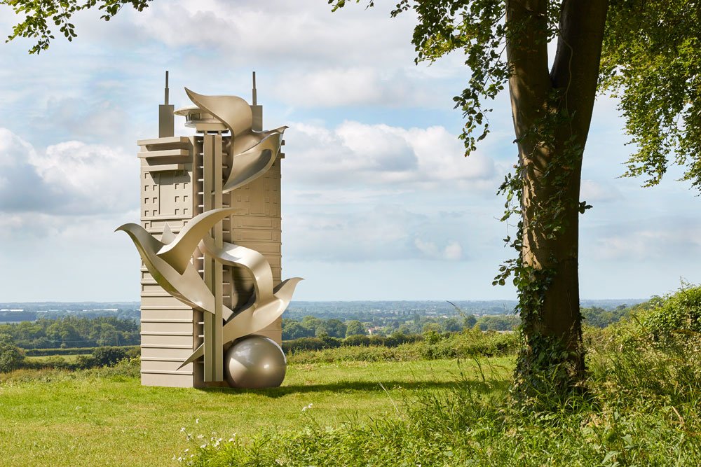 Cui Jie, Pigeon's House, 2016, Stainless steel and coloured aluminium, 260 x 450 x 245 cm