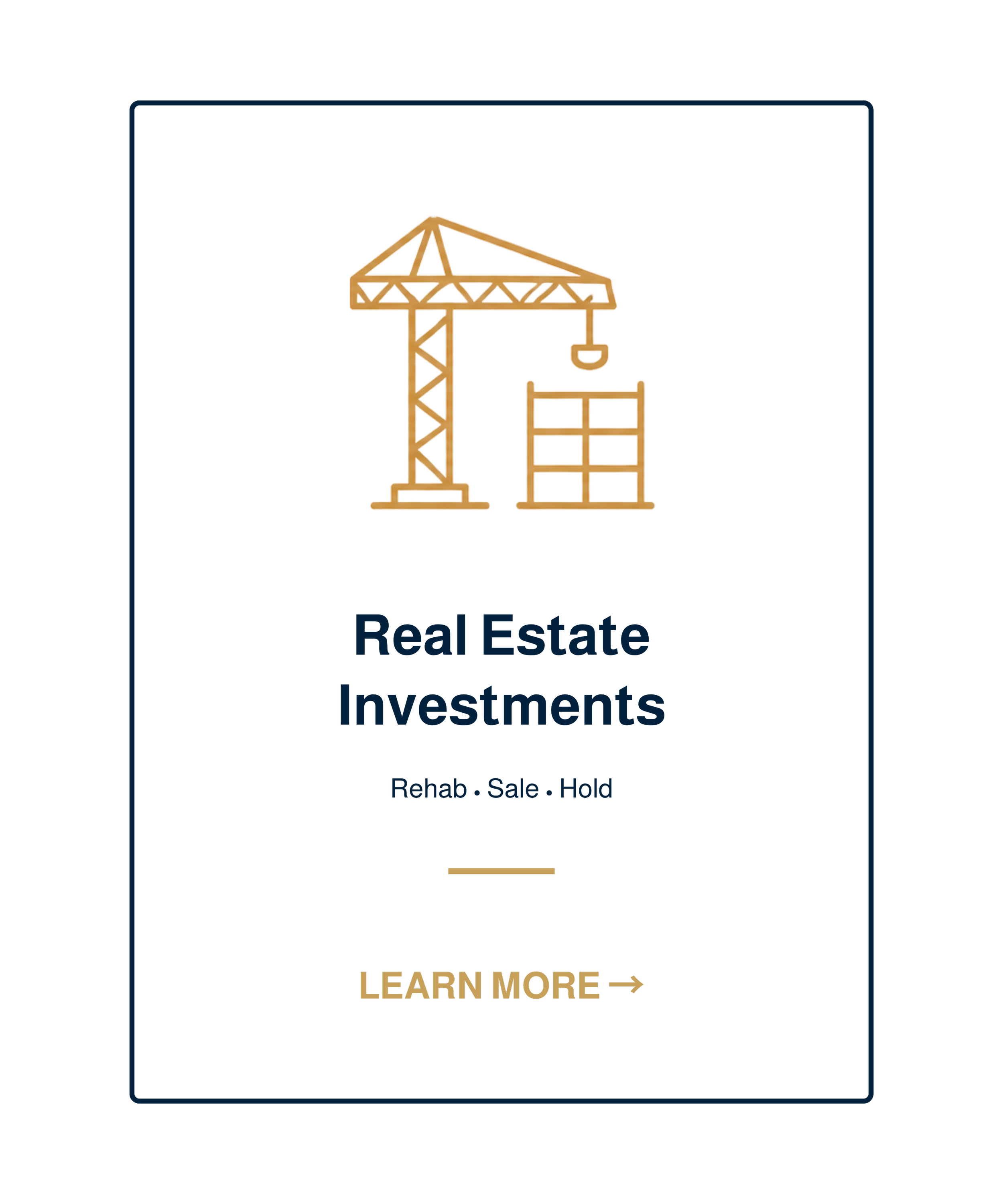 Real Estate Investments - Rehab, Sale, Hold