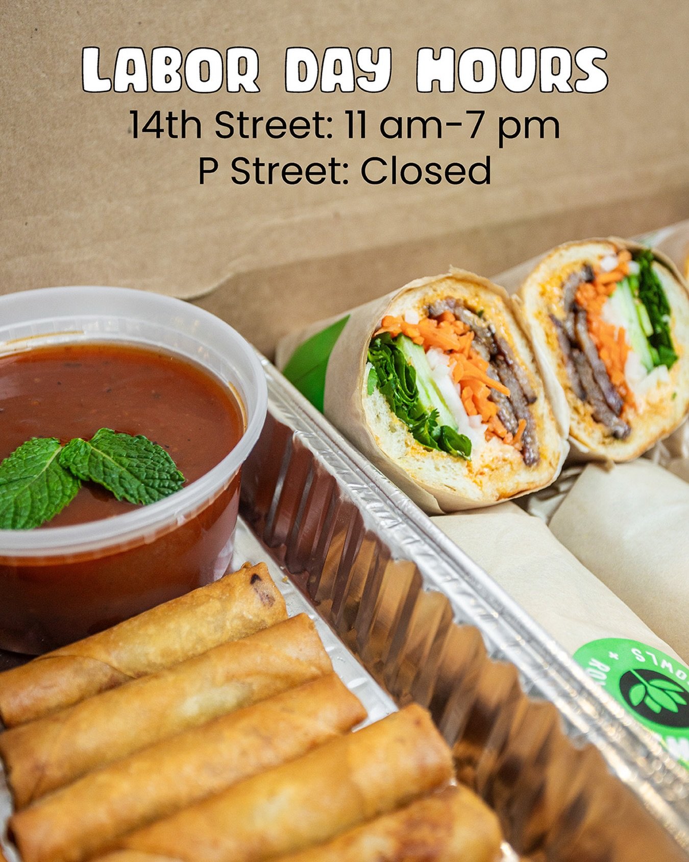 Less work, more bowls and rolls! Our 14th Street location will be open this Labor Day with special hours.

#buddhabowlsandrolls #laborday #labordayhours #sacramentorestaurants #downtownsac