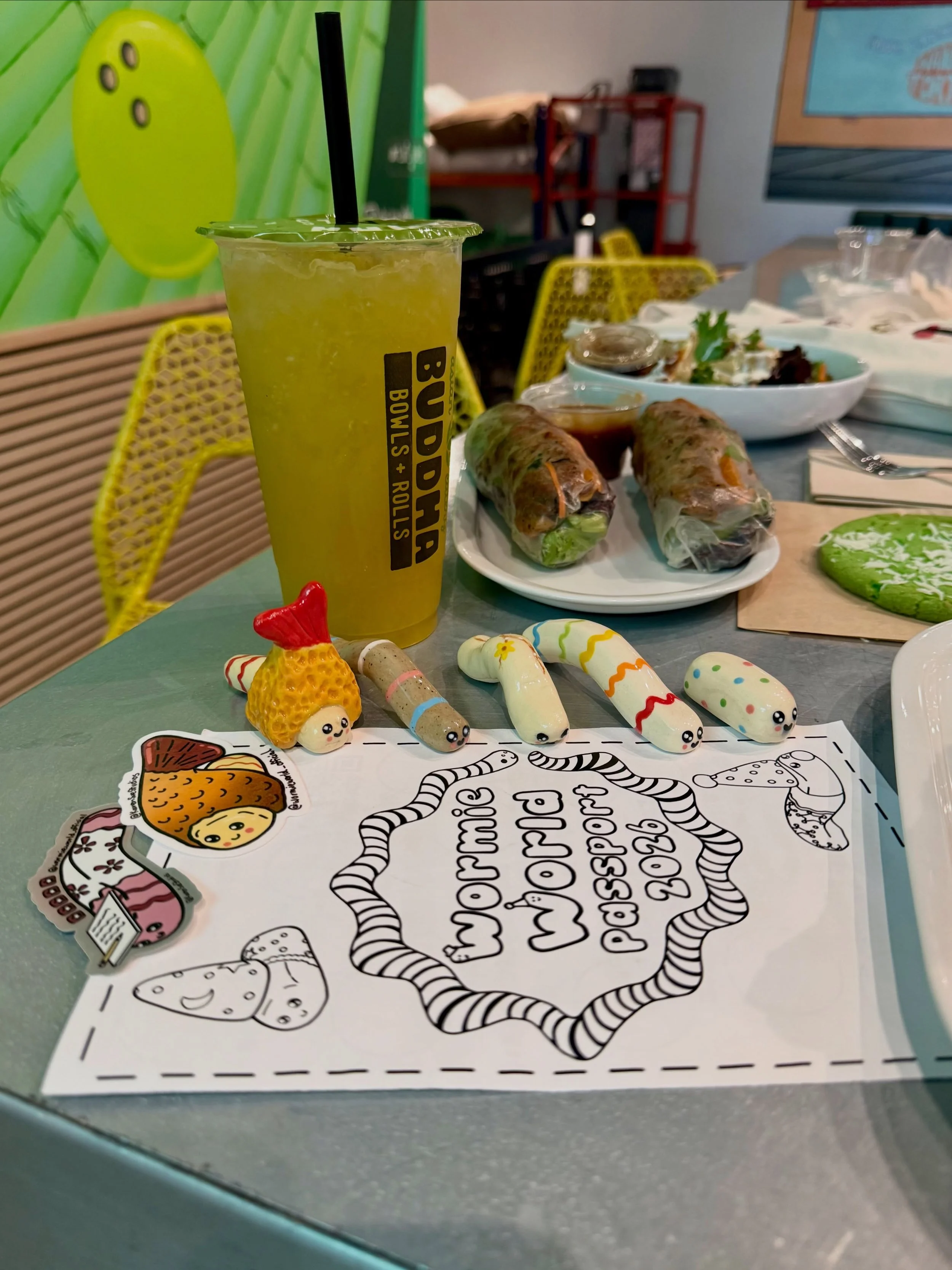 It&rsquo;s Wormie World day 🪱 Come grab a bite with us today and you may come home with one of these cute handcrafted wormies! Although we only have 5 wormies to give out, we can also stamp your @wormieworld_official passport and give away these ado