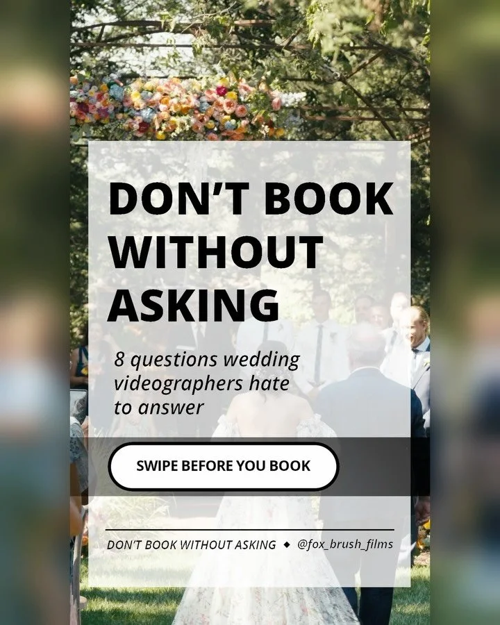 You&rsquo;ve slept on it, you think you&rsquo;re ready to book, but who&rsquo;s reminding you what Q&rsquo;s you NEED to ask your videographer before investing? We&rsquo;ve got your back!!

Don&rsquo;t book without asking these 8 questions👇🏼 

1️⃣ 
