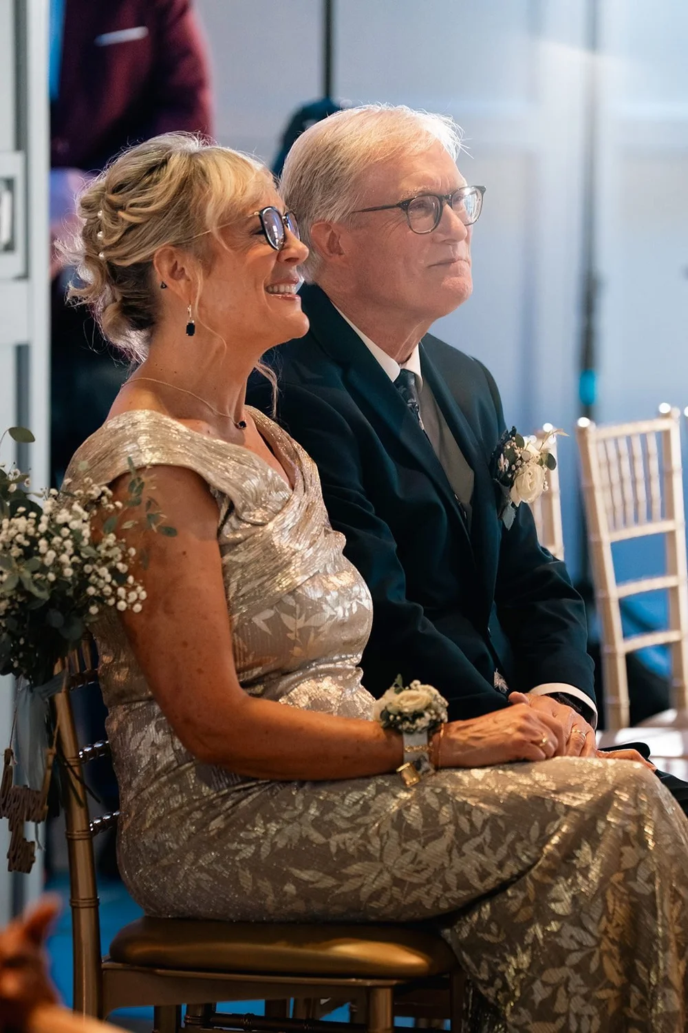 Family members react during Grace and Alex's wedding ceremony at The Diamond Room