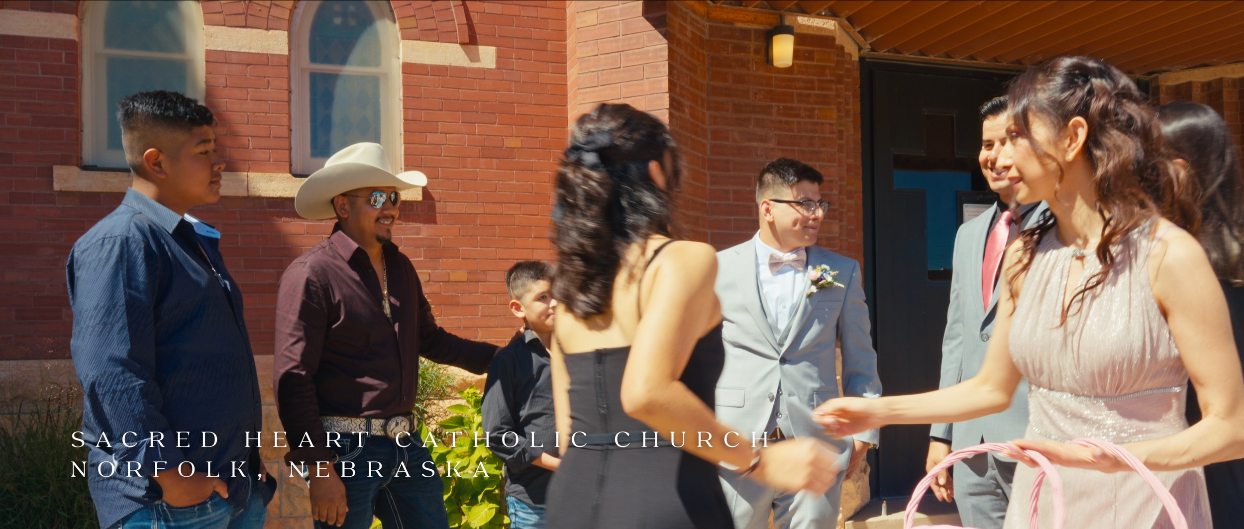 Wedding Exit at Sacred Heart Catholic Church in Norfolk, Nebraska