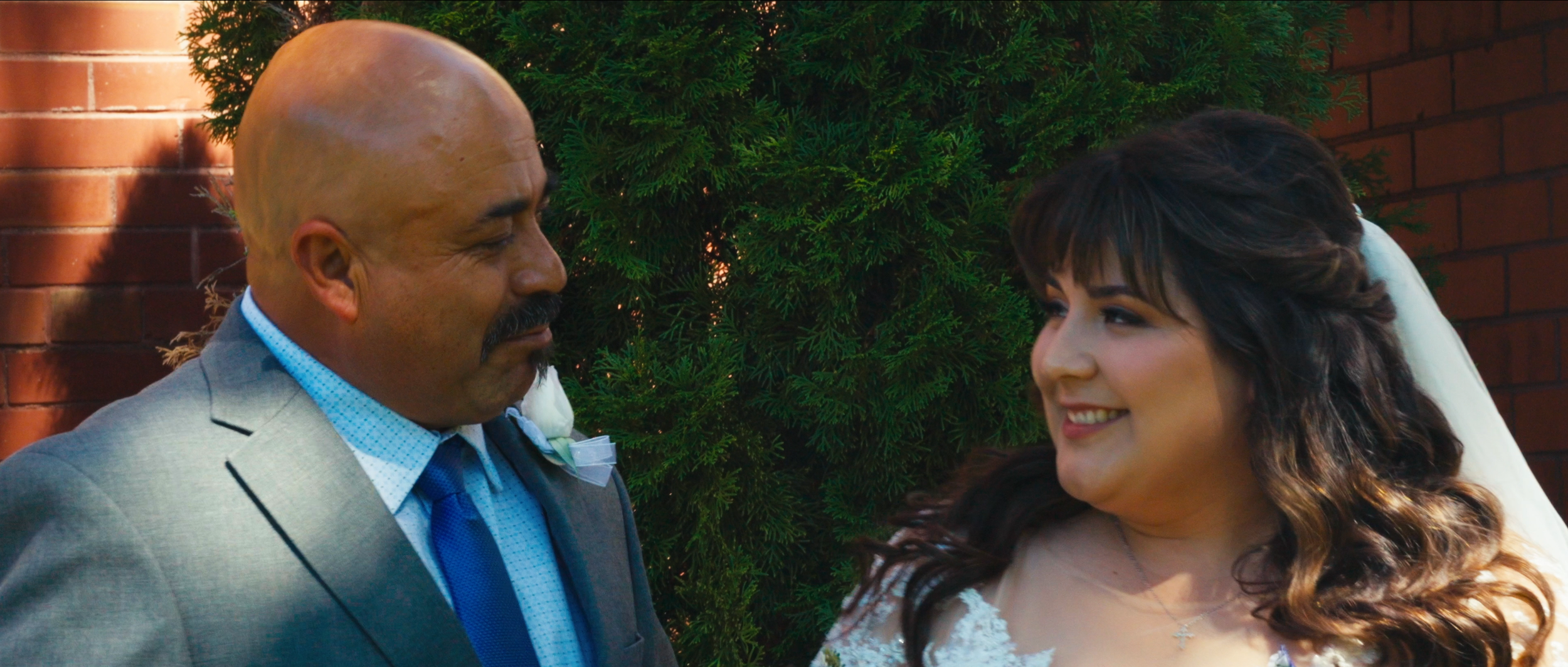 Bride and Father Emotional Moment at Sacred Heart Catholic Church