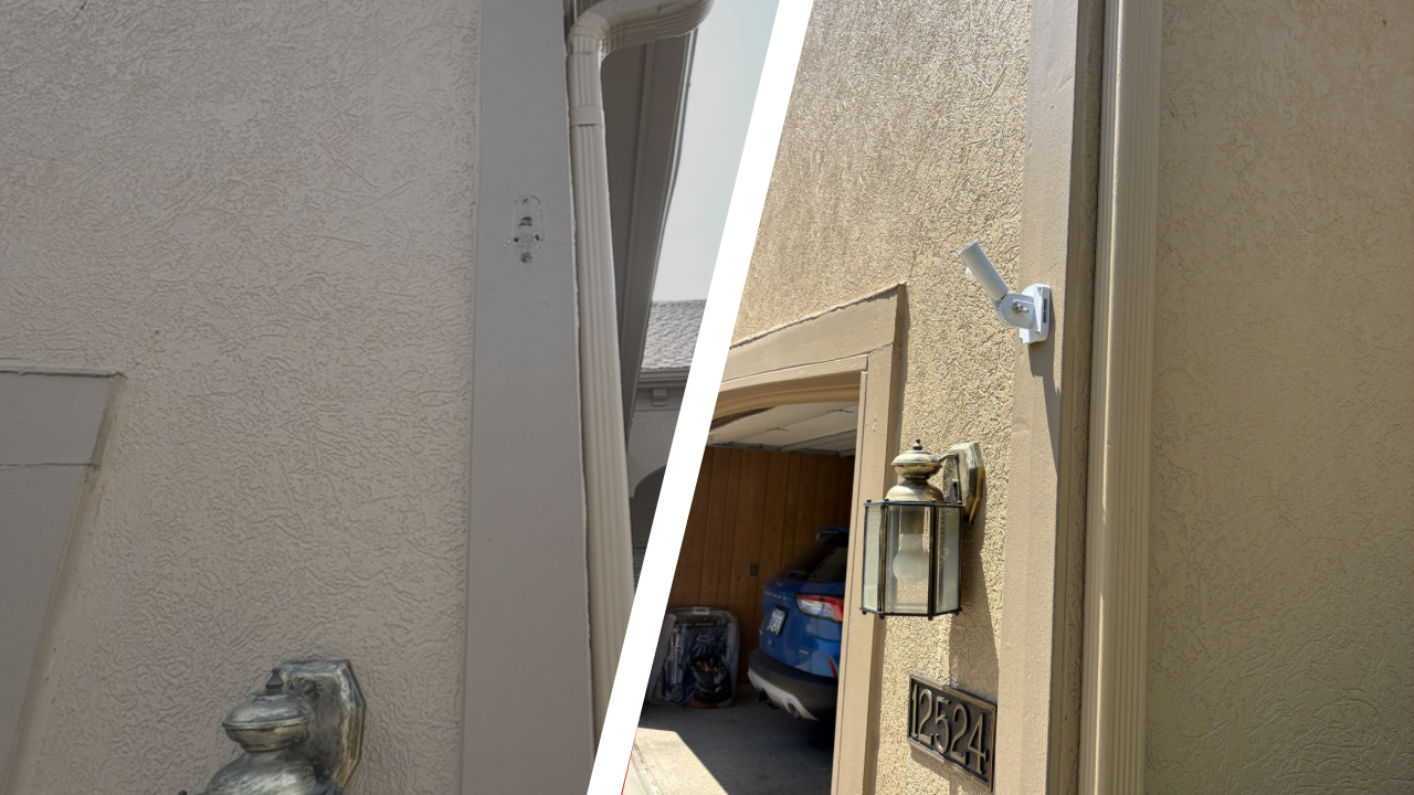 Flag pole mount needed to be lowered but left an ugly mark on the side of the home. so midwest professional services completely hid the repair and moved the flag pole mount lower