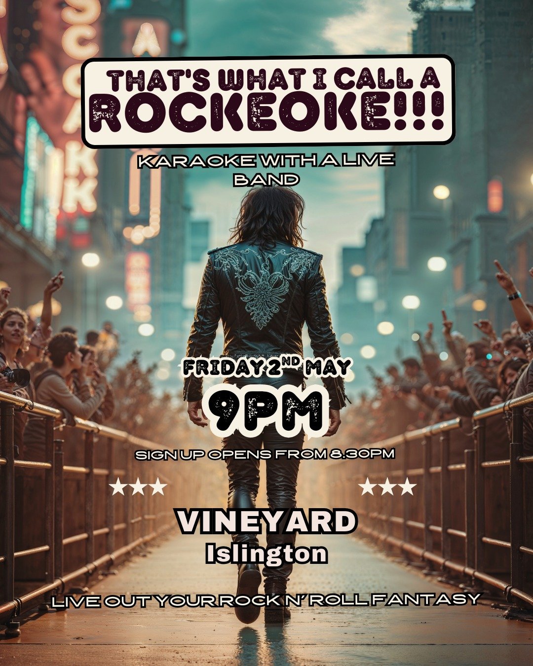 'That's What i Call A Rockeoke' is back in Islington this friday @vineyard_islington

📍Friday 2nd May
📍8.30pm Sign-Up Opens
📍9pm -11.30pm Rockeoke

*Be there early to avoid disappointment.

With over 125 songs to choose from, We've got Hits from t