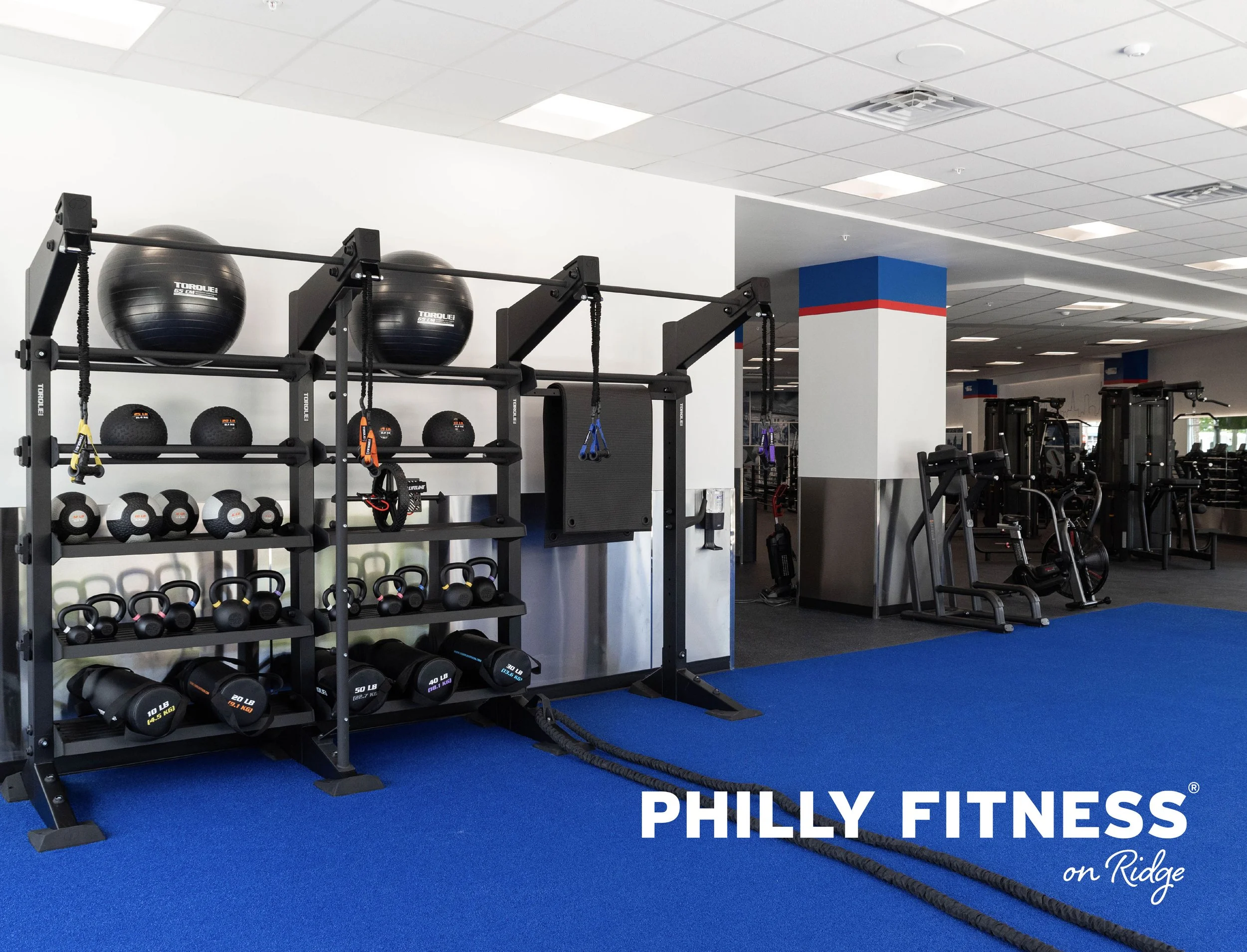 Philly Fitness on Ridge Mural, benches and treadmills