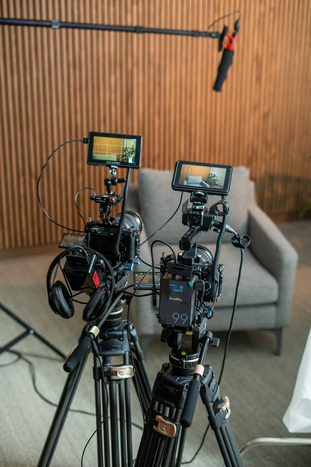 Two DMM Productions cinema cameras set up for an interview shoot