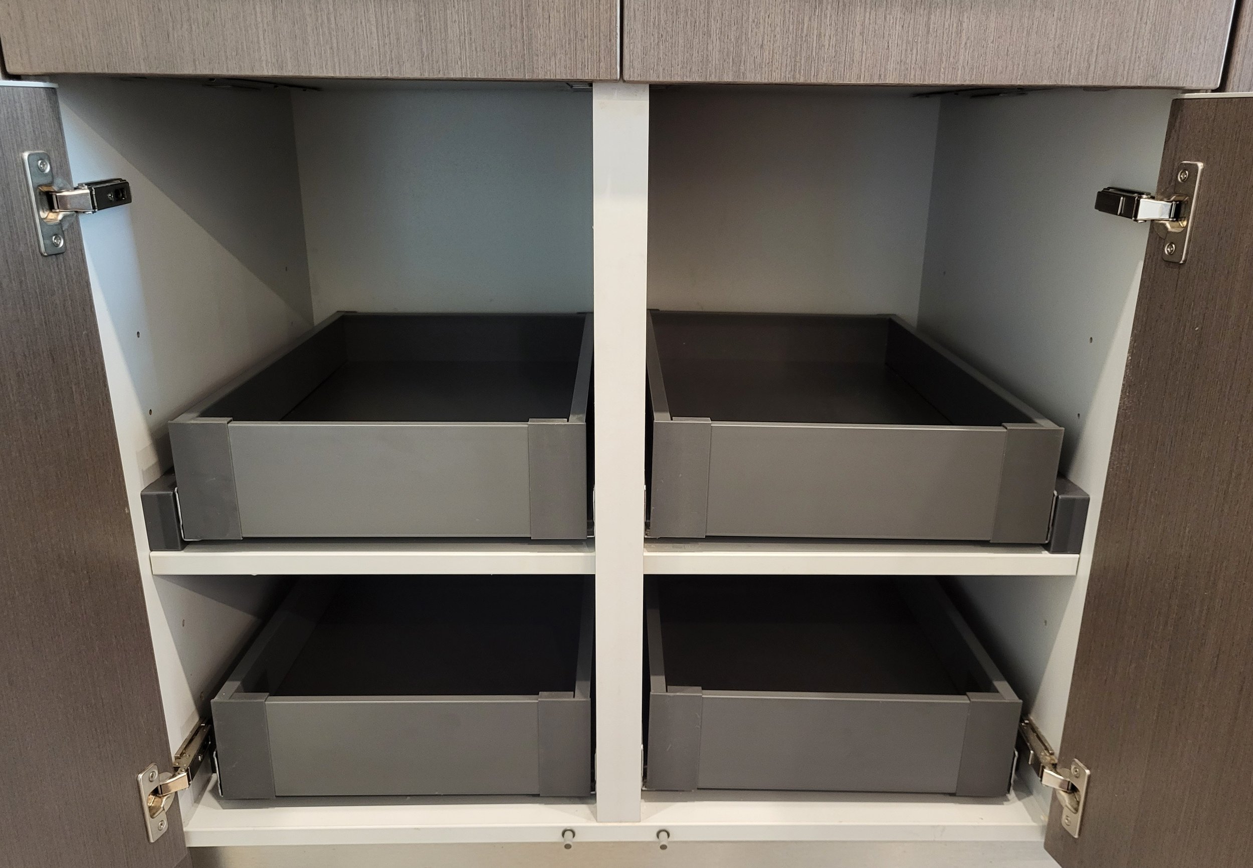 Pull out drawers can make life in the kitchen a little bit easier.