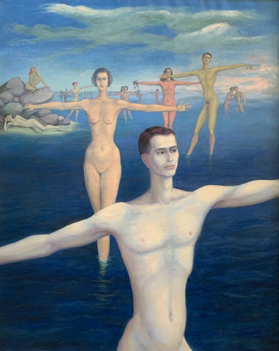 Alvin Ross (1920-1975) Follow the Leader, 1949, o/c, 40 x 32"