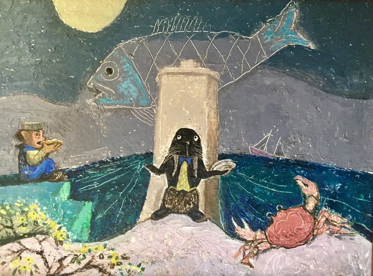 Dorothy Lake Gregory (1893-1970) Walrus and the Carpenter, o/c, 12 x 16"