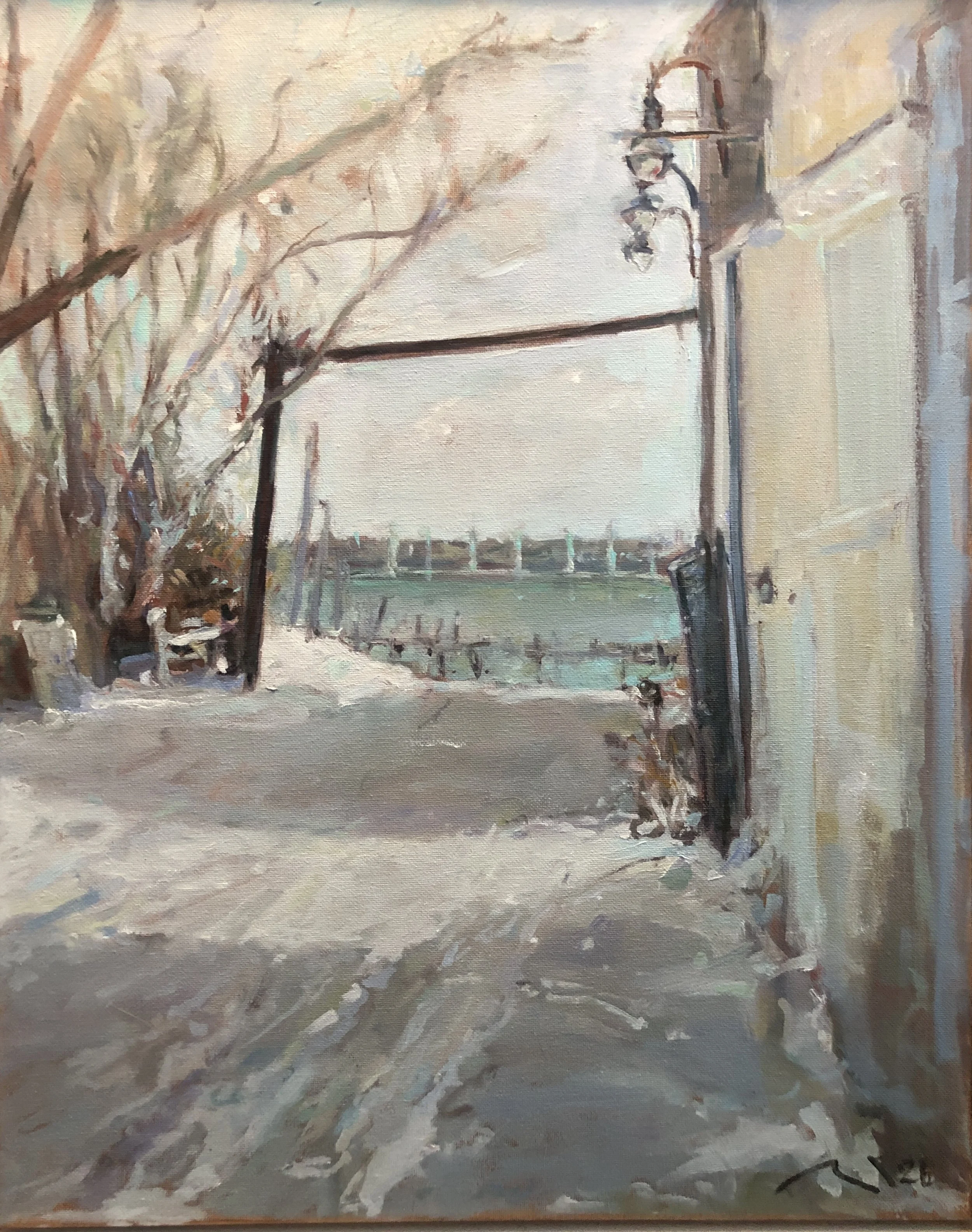  Buskers Alley at The Old Reliable – 20” x 16” Oil on Canvas – The Old Reliable's alley is where some of Provincetown's most beloved chefs ran popular eateries. Franco's Hideaway, Gruber's, Lorraine's and The Old Reliable. We await its next iteration