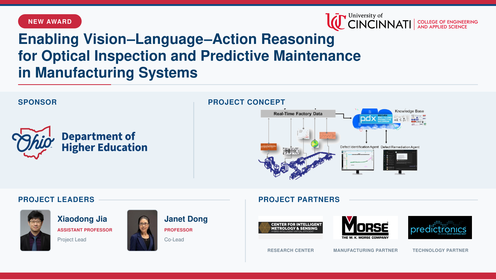 New Research Award: Enabling Vision–Language–Action Reasoning for Optical Inspection and Predictive Maintenance in Manufacturing Systems
