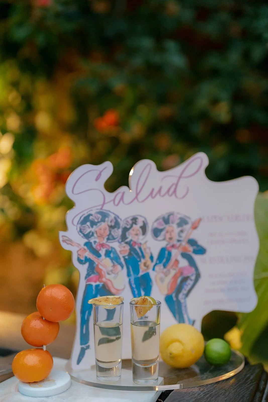 linen wrapped acrylic drink sign