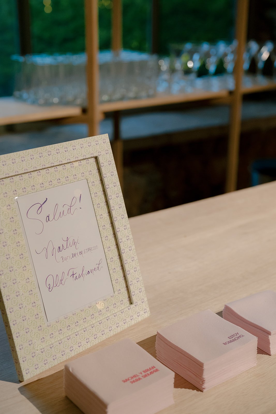 Watercolor linen wrapped frame + linen napkins