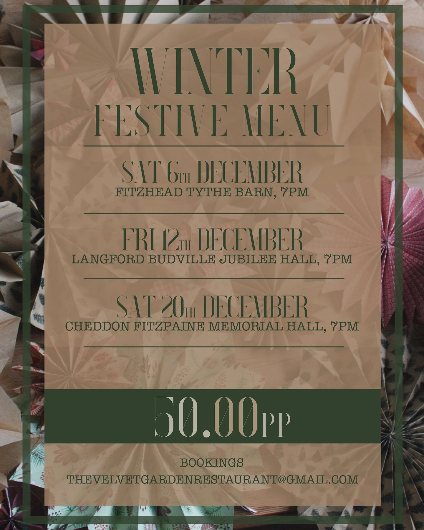 Join us this Winter for a Festive, 5-Course Tasting menu✨

Expect warming dishes with festive accents.
Earthy, robust and indulgent flavours - using the best of the seasons&rsquo; locally grown produce as well as our own homegrown, foraged and preser