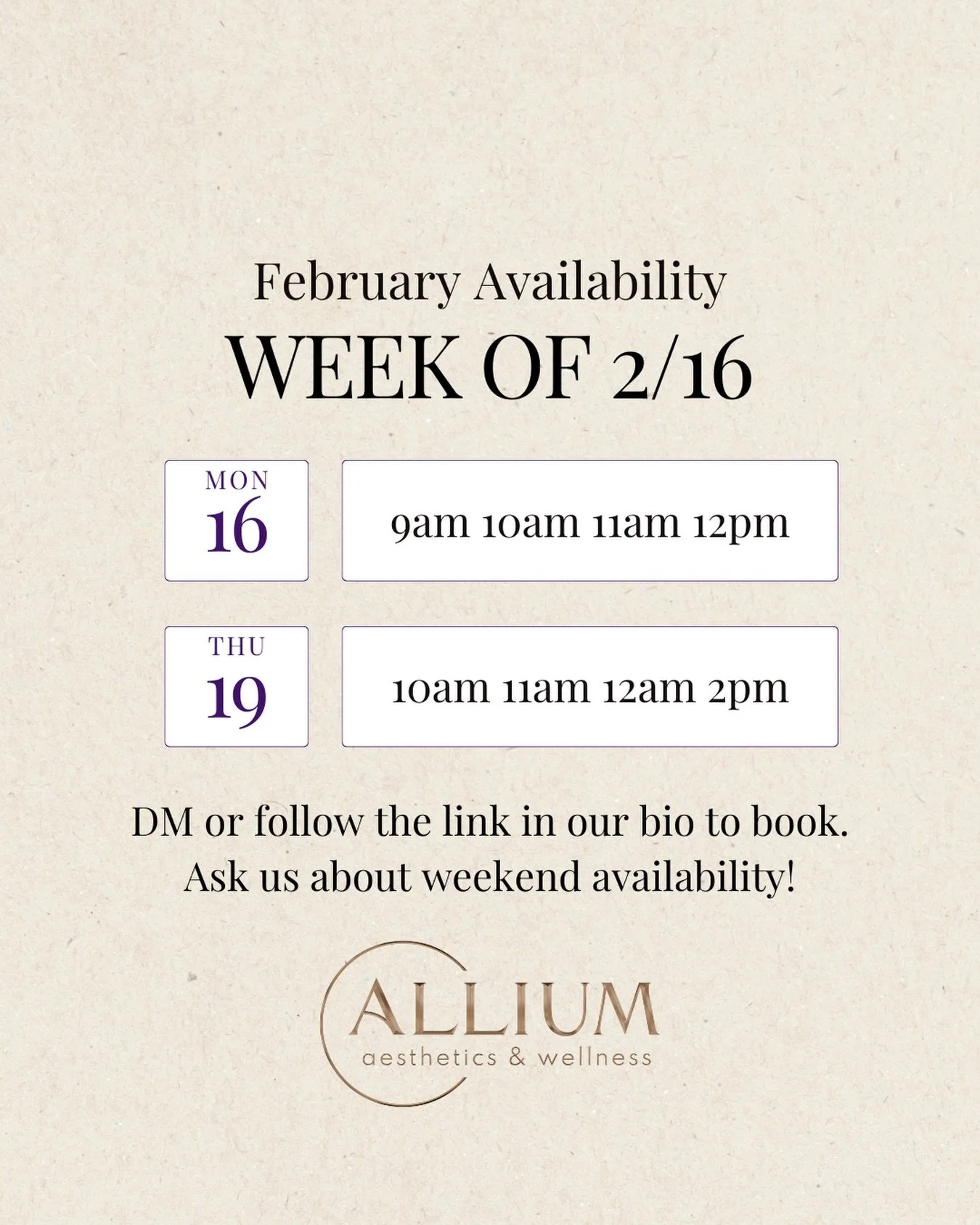 Quality care is worth the wait. We are currently fully committed for the remainder of this week, and we are so grateful for the trust you continue to place in our team.

At @alliumaesthetics, we refuse to rush the process. We believe that every struc