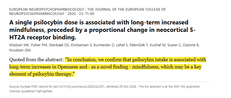 Study 4. A single psilocybin dose with PET brain imaging in ten healthy psychedelic-naïve volunteers (Madsen, 2020)