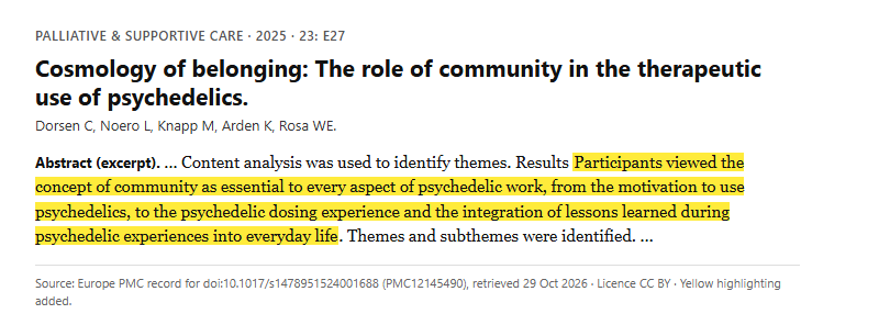 Study 7. Qualitative study of 15 facilitators of naturalistic psychedelic groups (Dorsen, 2025)