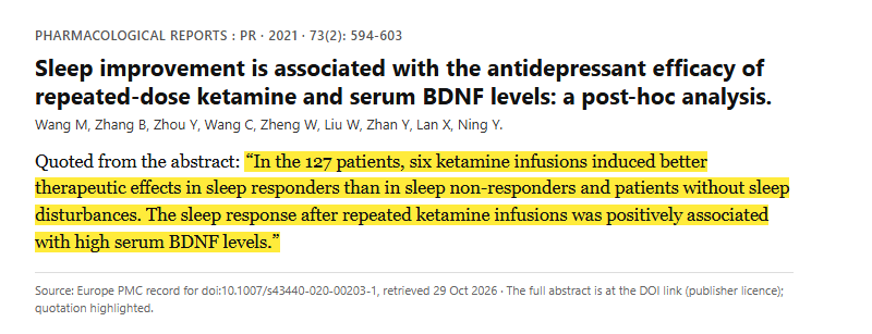 Study 9. Six ketamine infusions and sleep in 127 people with major depressive or bipolar disorder (Wang, 2021)